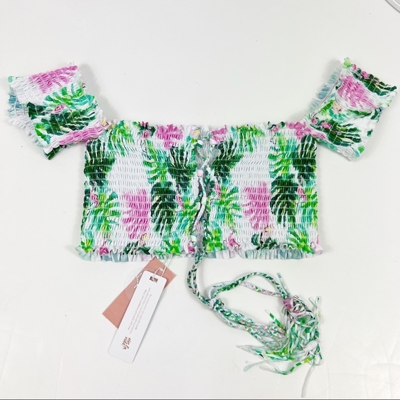NWT NEW PQ Flamingo Off Shoulder Smocked Bikini Top Size Large L - Picture 5 of 8